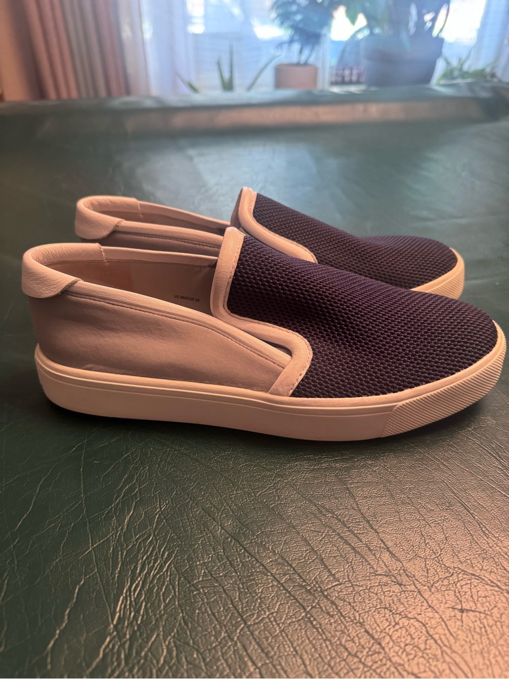 Vince - Ladies Slip-On Casual Boat Shoe in Navy, Light Gray and White